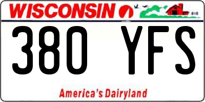 WI license plate 380YFS