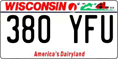 WI license plate 380YFU