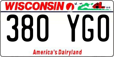 WI license plate 380YGO