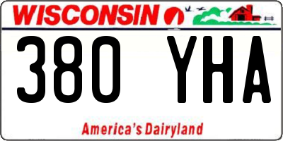 WI license plate 380YHA
