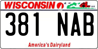 WI license plate 381NAB