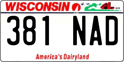 WI license plate 381NAD