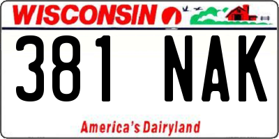 WI license plate 381NAK