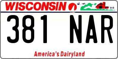 WI license plate 381NAR
