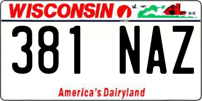 WI license plate 381NAZ