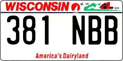 WI license plate 381NBB