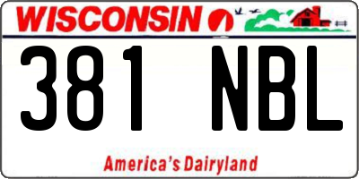 WI license plate 381NBL