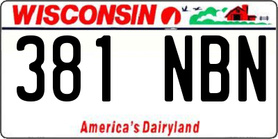 WI license plate 381NBN