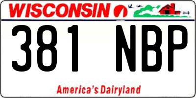 WI license plate 381NBP
