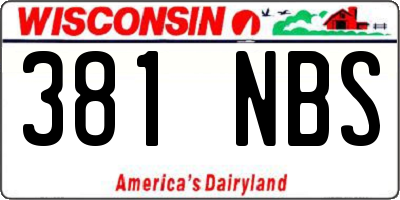 WI license plate 381NBS