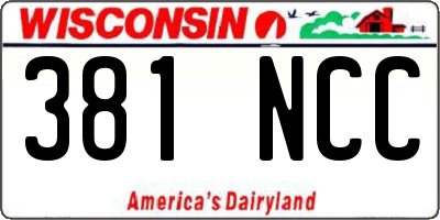 WI license plate 381NCC