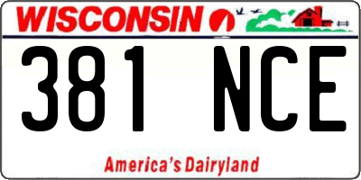 WI license plate 381NCE