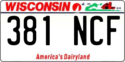 WI license plate 381NCF