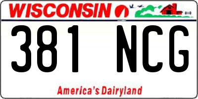 WI license plate 381NCG