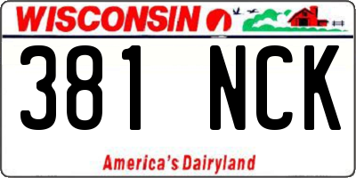 WI license plate 381NCK