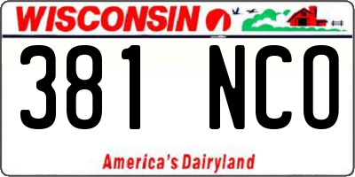 WI license plate 381NCO