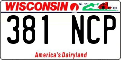 WI license plate 381NCP