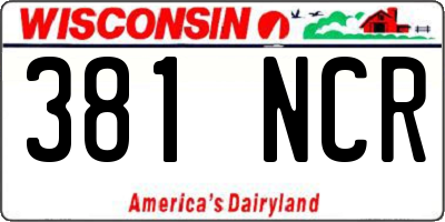 WI license plate 381NCR