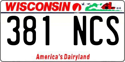 WI license plate 381NCS