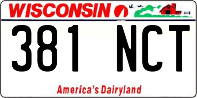 WI license plate 381NCT