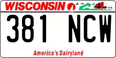 WI license plate 381NCW