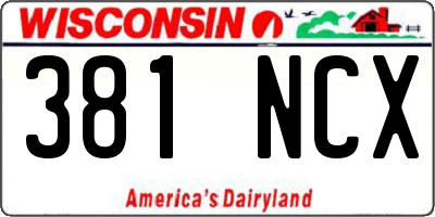 WI license plate 381NCX