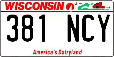 WI license plate 381NCY