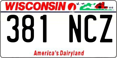 WI license plate 381NCZ
