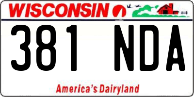 WI license plate 381NDA