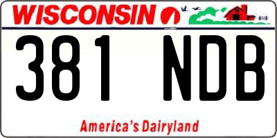 WI license plate 381NDB