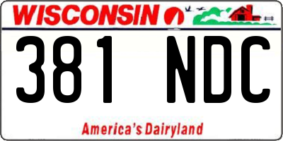 WI license plate 381NDC