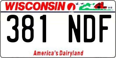 WI license plate 381NDF