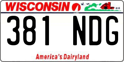 WI license plate 381NDG