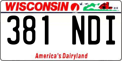 WI license plate 381NDI
