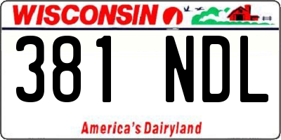 WI license plate 381NDL