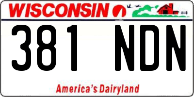 WI license plate 381NDN