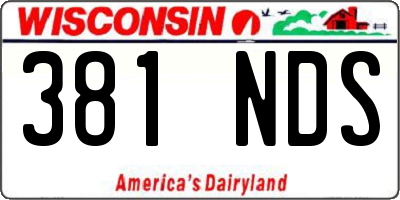 WI license plate 381NDS
