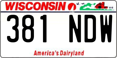 WI license plate 381NDW