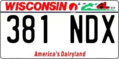 WI license plate 381NDX