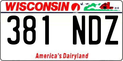 WI license plate 381NDZ