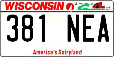 WI license plate 381NEA