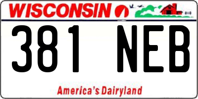 WI license plate 381NEB