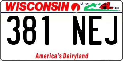 WI license plate 381NEJ