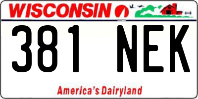 WI license plate 381NEK