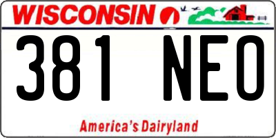 WI license plate 381NEO