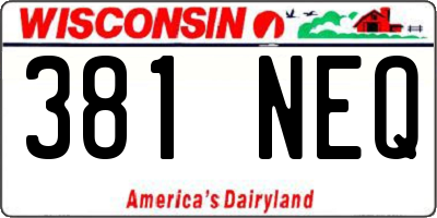 WI license plate 381NEQ