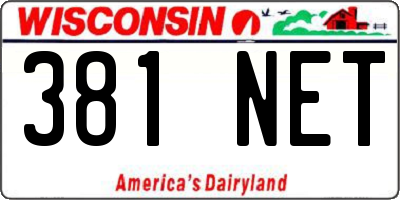 WI license plate 381NET