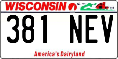 WI license plate 381NEV