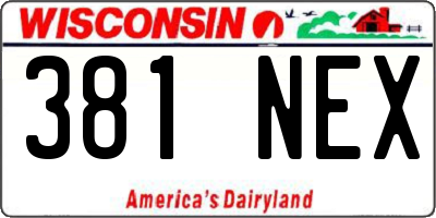 WI license plate 381NEX
