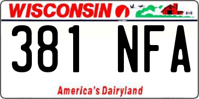 WI license plate 381NFA
